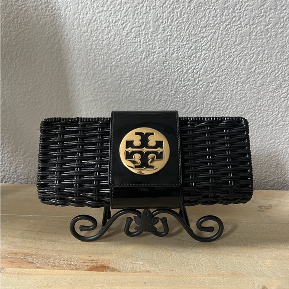 Tory Burch Black Provence Woven Clutch - Picture 1 of 6